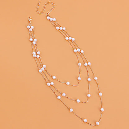 Minimalist Luxe Pearl Necklace for Women, 3 Chain set