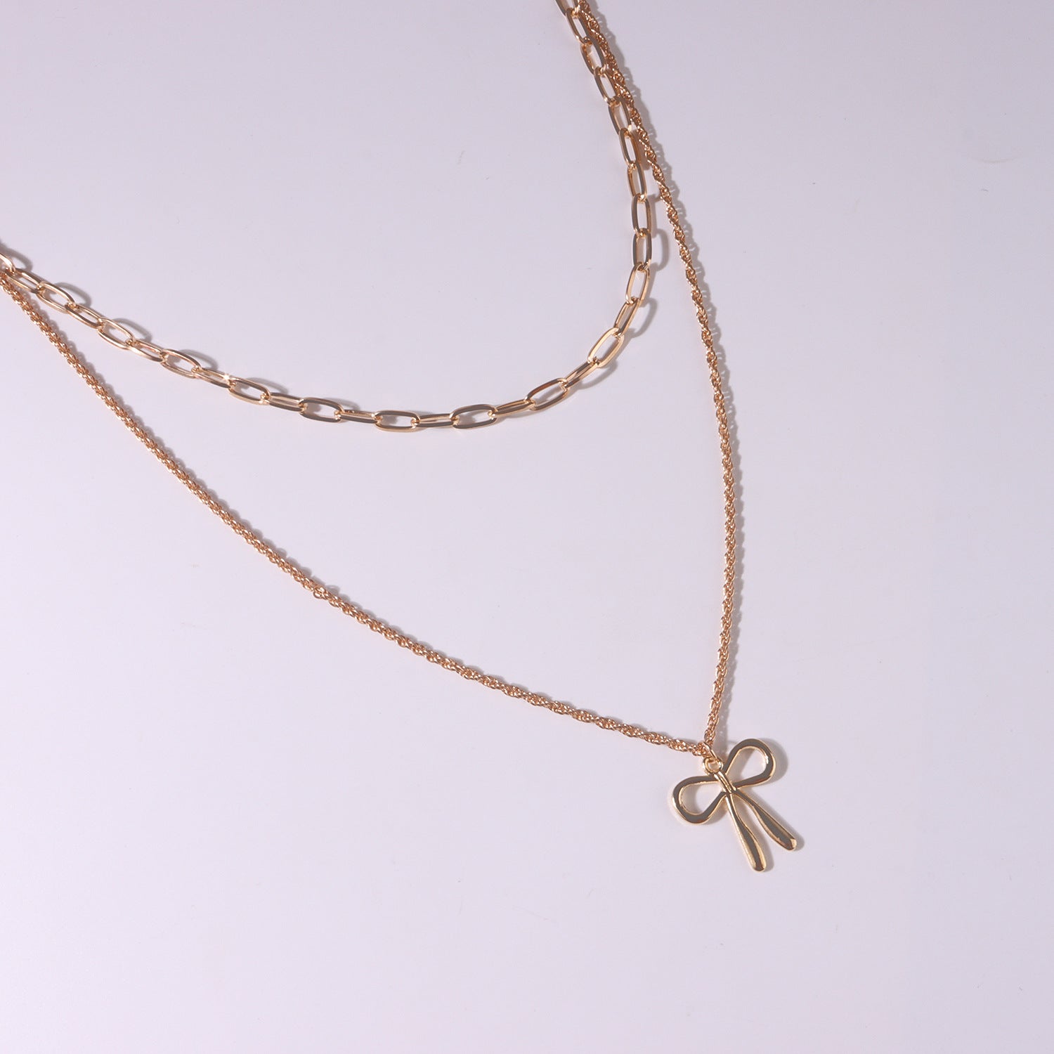 Hot sale bow pendant, gold-plated necklace combination