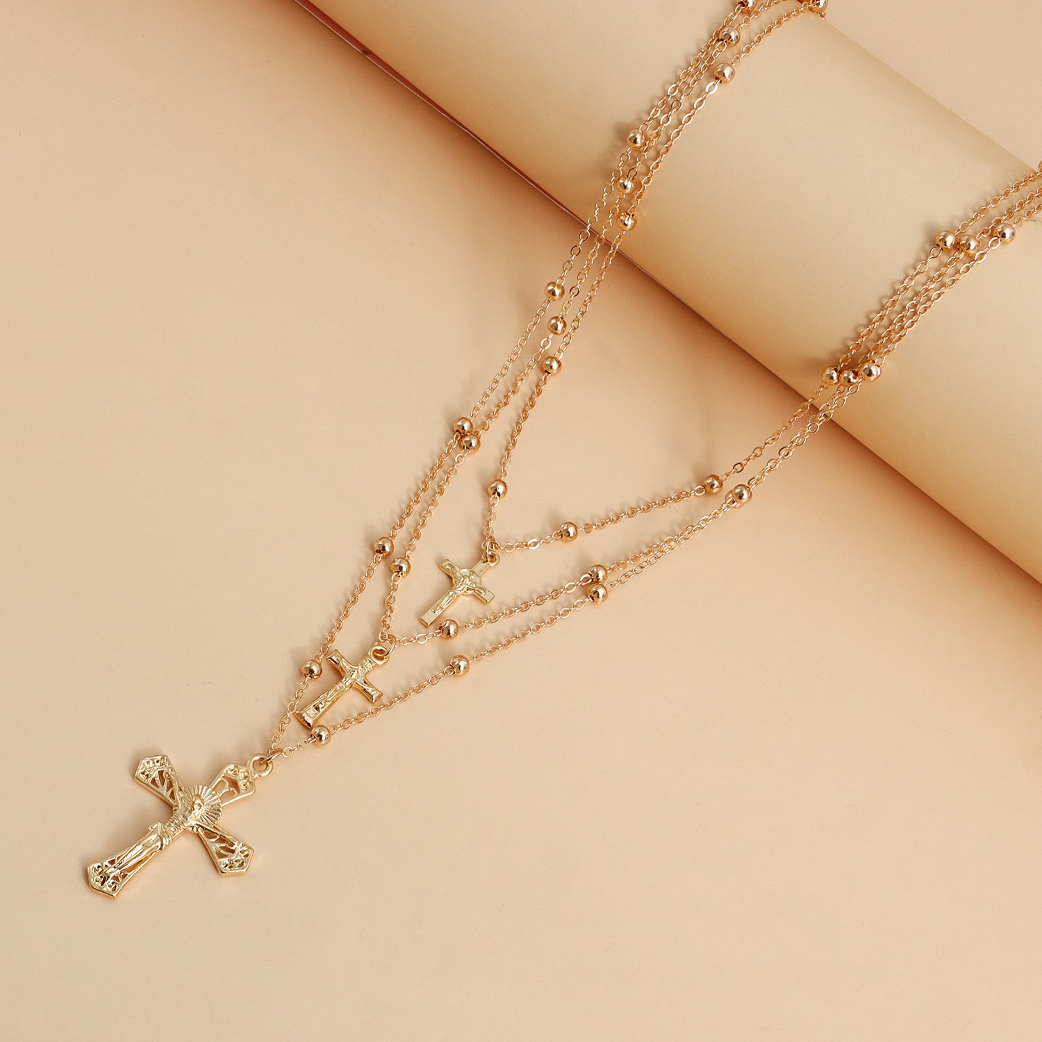 Retro cross multi-layer necklace for women Fashionable and simple versatile chain