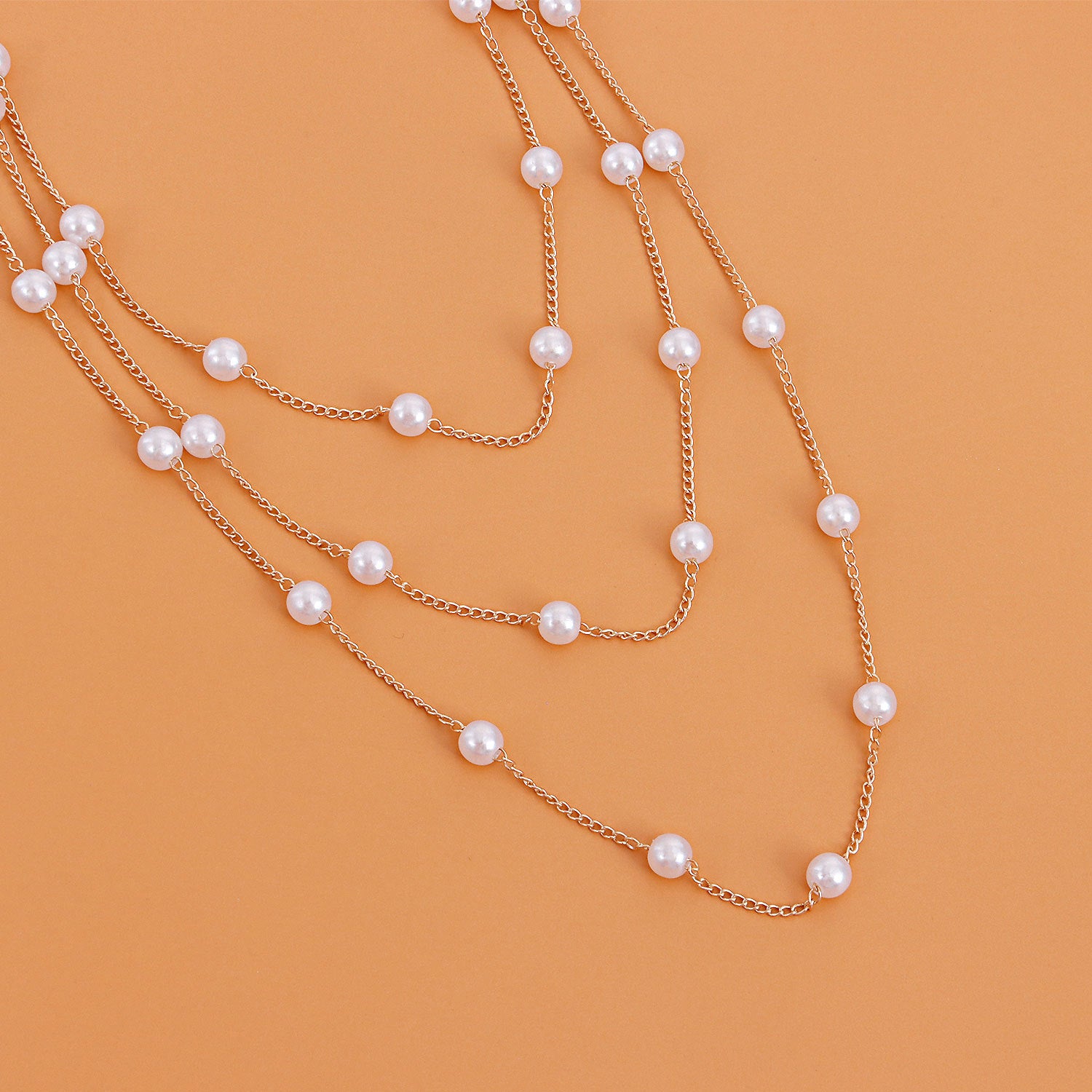 Minimalist Luxe Pearl Necklace for Women, 3 Chain set