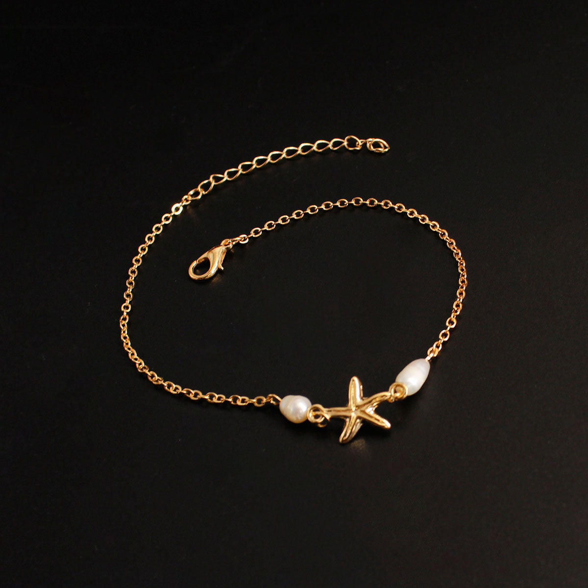 Simple Beach Anklet, Ultra-thin Chain Starfish &amp; Pearl Accessories