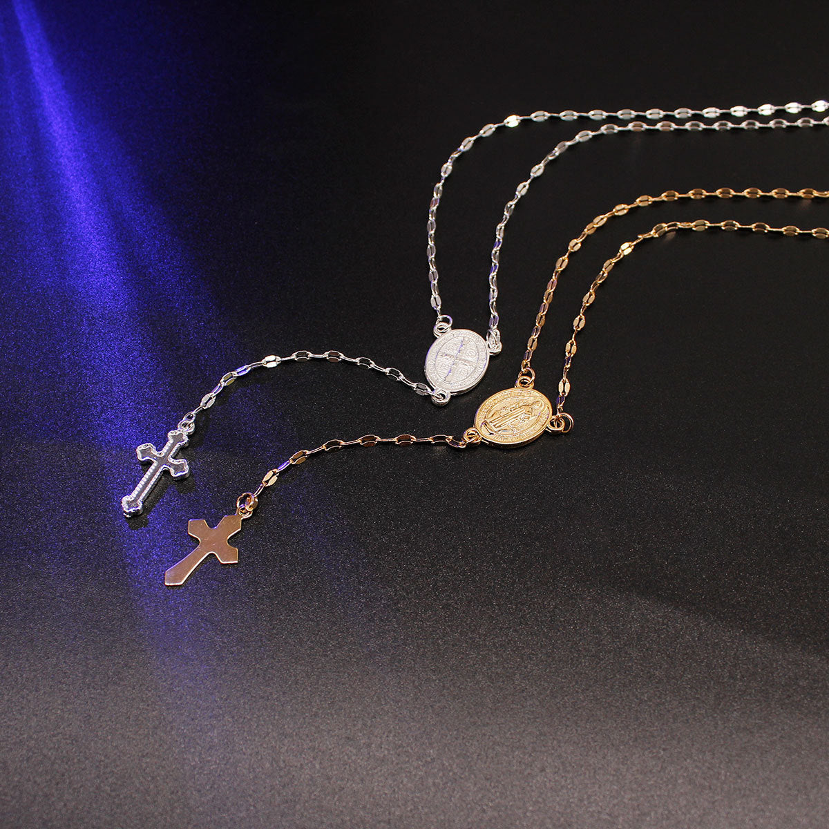 Cross and Virgin Mary Necklace, Women&