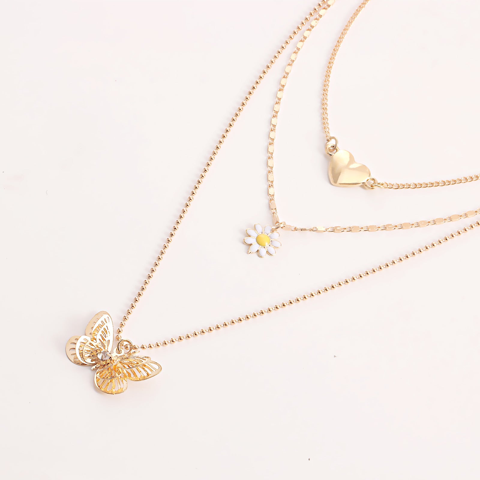 Pendant combination kit, Heart necklace &amp; Butterfly necklace &amp; Flower necklace