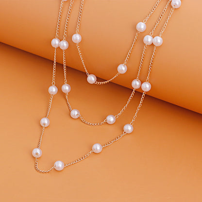 Minimalist Luxe Pearl Necklace for Women, 3 Chain set