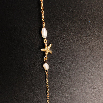 Simple Beach Anklet, Ultra-thin Chain Starfish &amp; Pearl Accessories