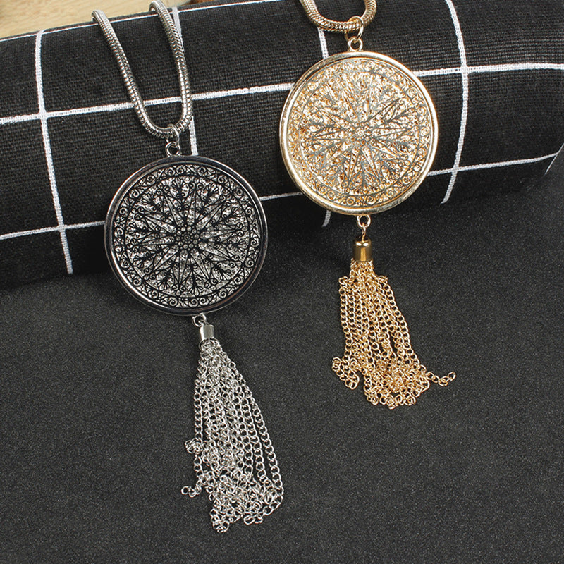 Hollow Mandala Round Pendant with Tassels, Yoga &amp; Meditation Pendants