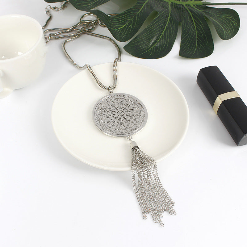 Hollow Mandala Round Pendant with Tassels, Yoga &amp; Meditation Pendants