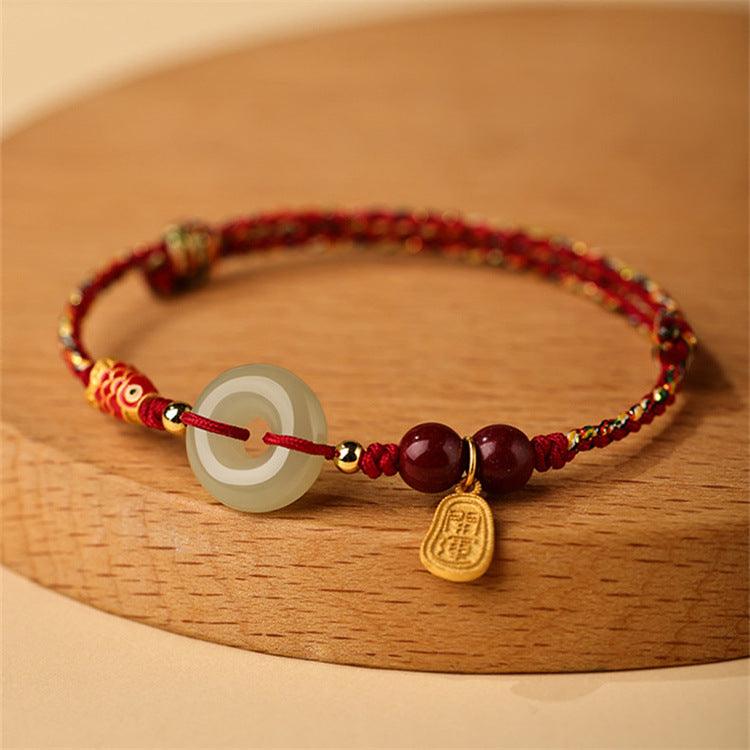 FengShui Bracelets - Red String Koi Fish Bracelets, Safety Amulet Jade Bracelets, Boost Energy &amp; Attract Luck, Attract Wealth Bracelets, Karma Bracelets, 18K Gold - KarmaLucky