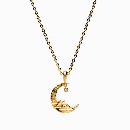 Gold Crescent and Star Necklaces, Minimalist 18K Gold Necklaces, Purify Energy &amp; Attract Wisdom, Balance Mind, Women&