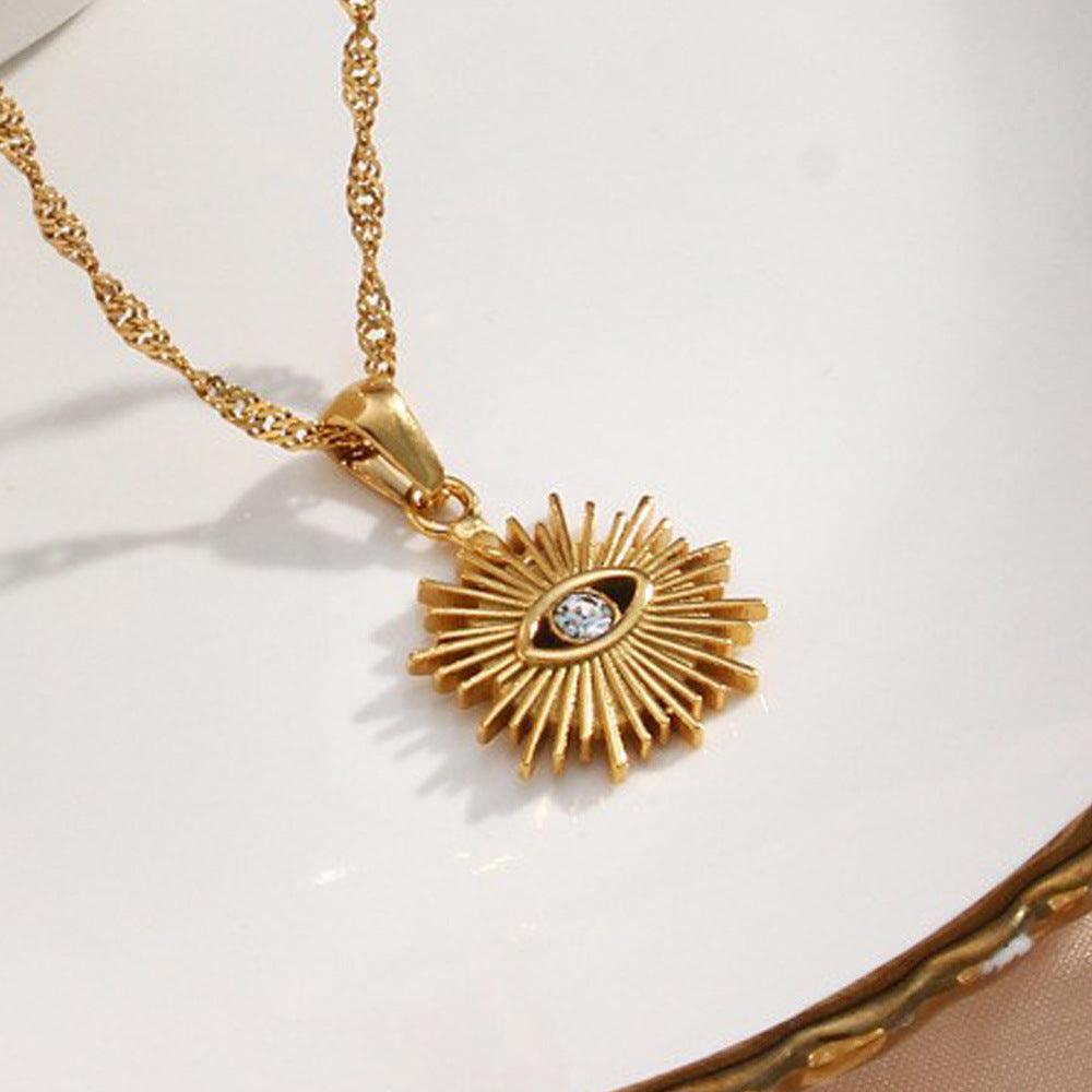 Gold Evil Eye Necklace with Zircon Pendant, Karma, Luck, Ins Style - KarmaLucky