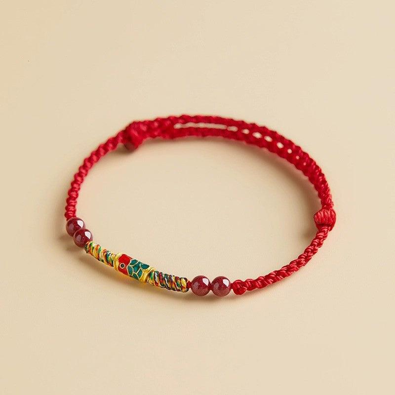 Hand Braided Koi Red String, Tibetan Red String, Good luck, Blessing, Success (Adjustable) - KarmaLucky