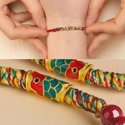 Hand Braided Koi Red String, Tibetan Red String, Good luck, Blessing, Success (Adjustable) - KarmaLucky