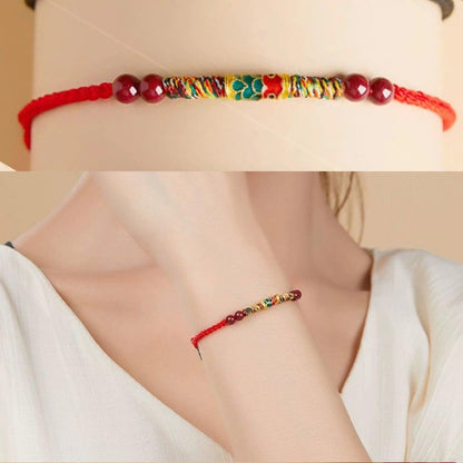 Hand Braided Koi Red String, Tibetan Red String, Good luck, Blessing, Success (Adjustable) - KarmaLucky