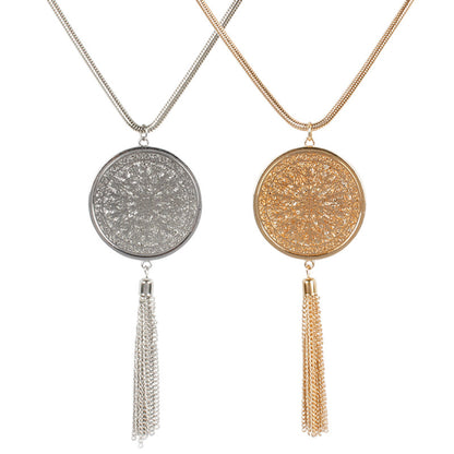 Hollow Mandala Round Pendant with Tassels, Yoga &amp; Meditation Pendants