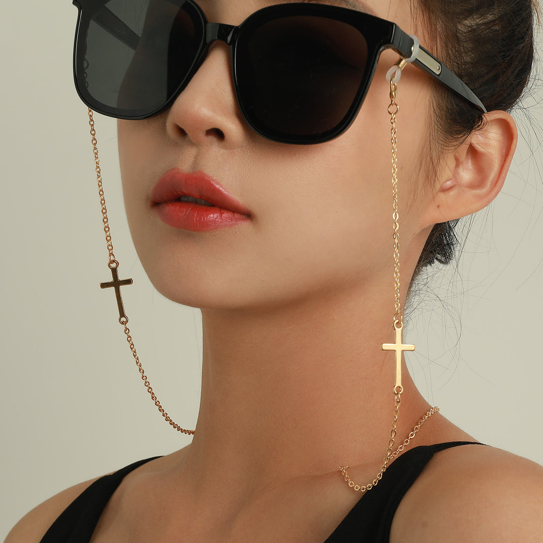 Simple Cross Glasses Chain With Non-slip Lanyard