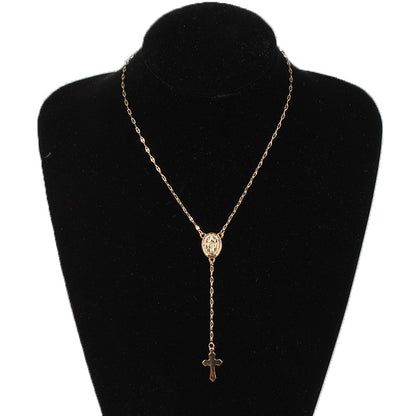 Cross and Virgin Mary Necklace, Women&