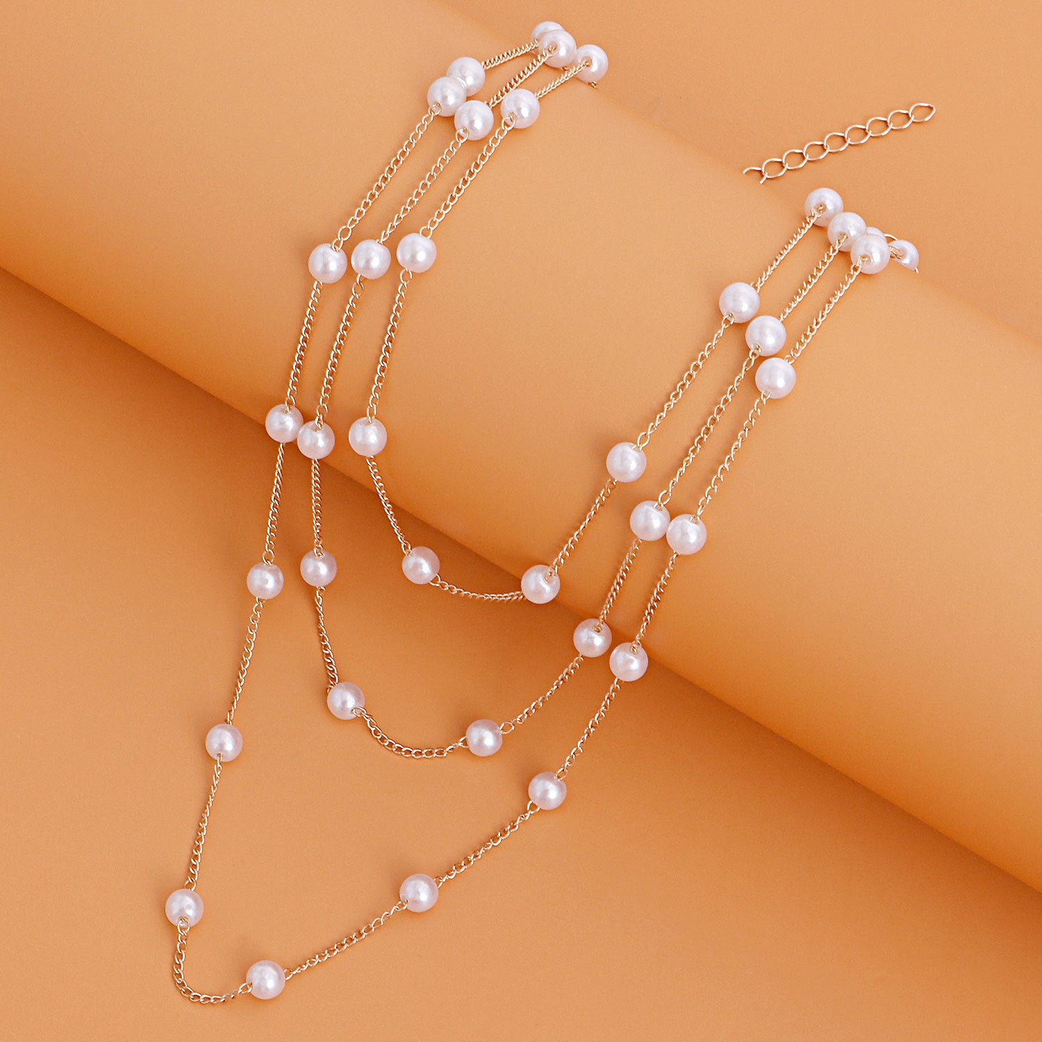 Minimalist Luxe Pearl Necklace for Women, 3 Chain set