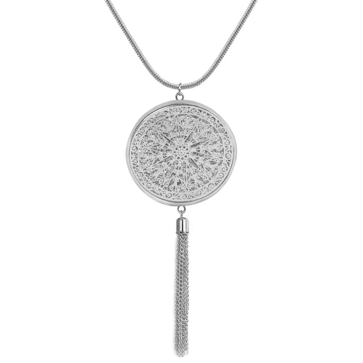 Hollow Mandala Round Pendant with Tassels, Yoga &amp; Meditation Pendants