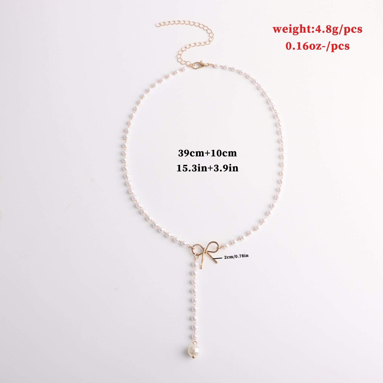 Gold-plated bow, pearl necklace, simple and stylish necklace