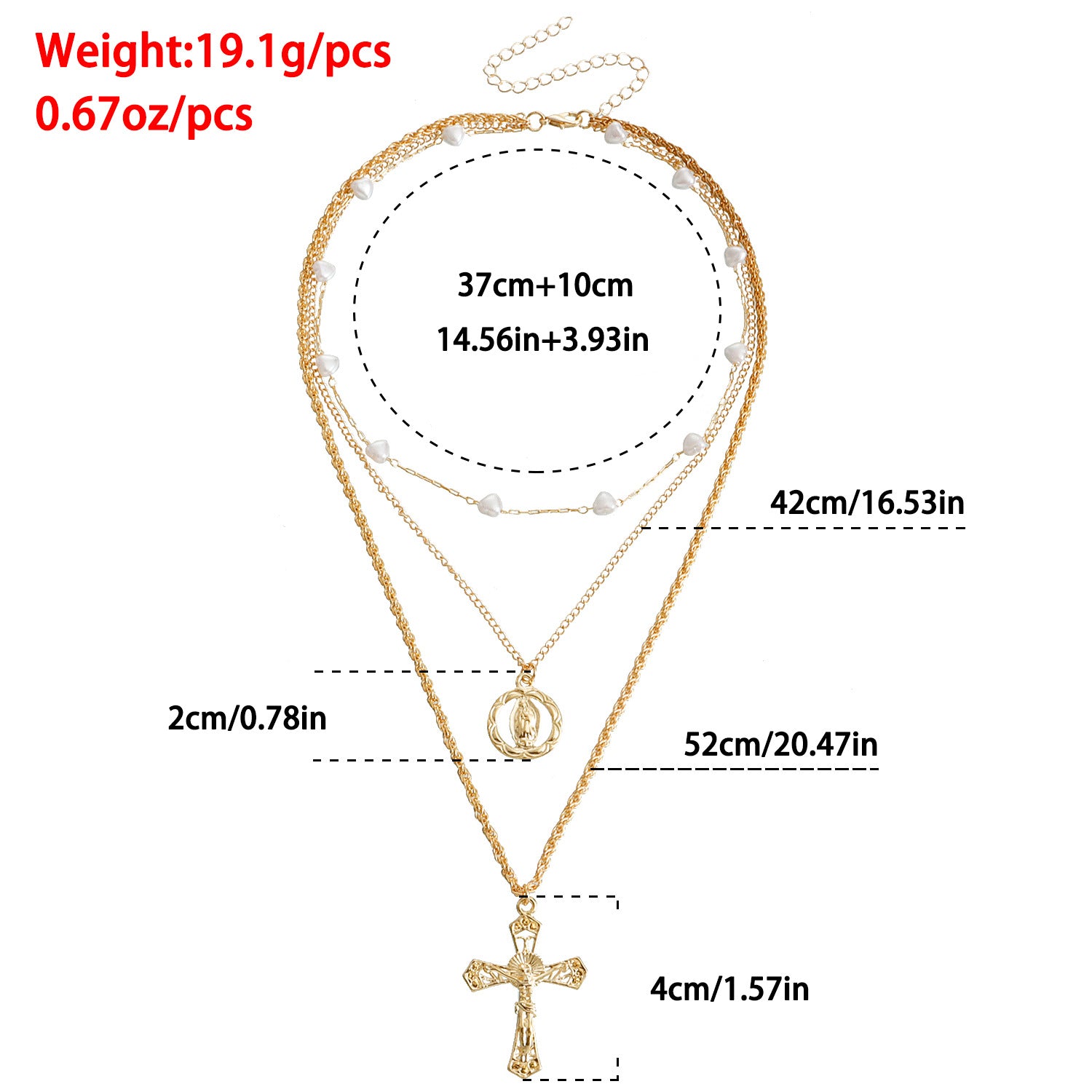 Retro cross multi-layer necklace for women Fashionable and simple versatile chain