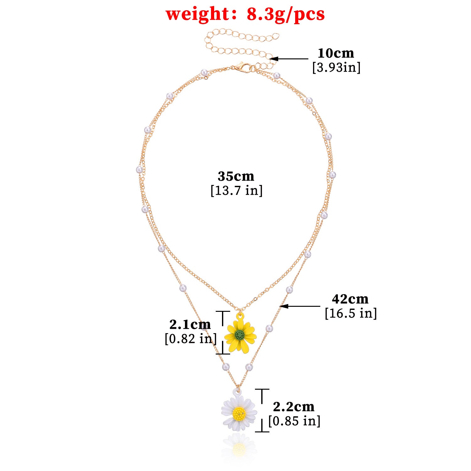 Hot selling flower necklace, Pearl and daisy flower pendant necklace for women [Yellow + white]