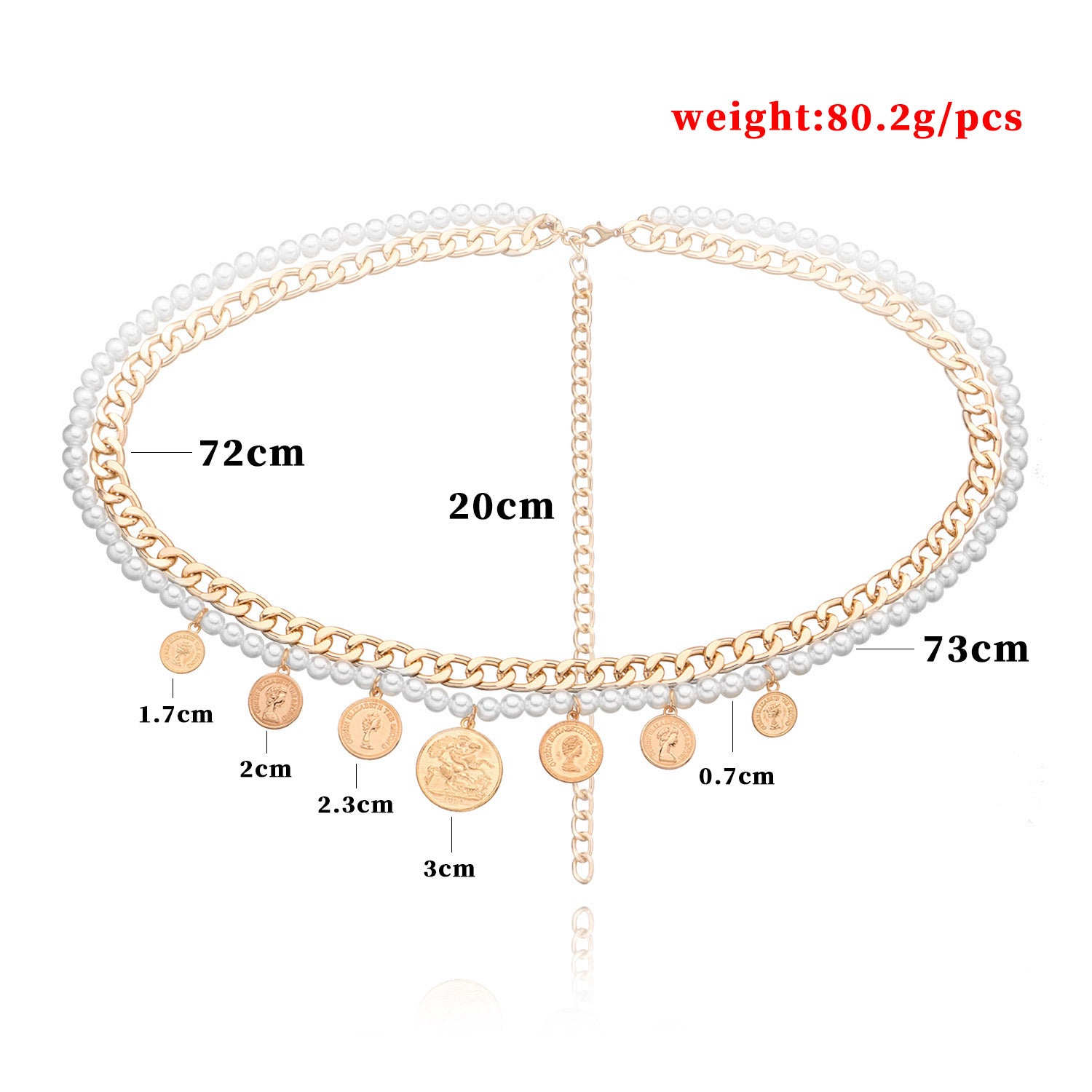 Pearl waist chain with queen pendant, body chain for women, better highlight your sexy waist chain