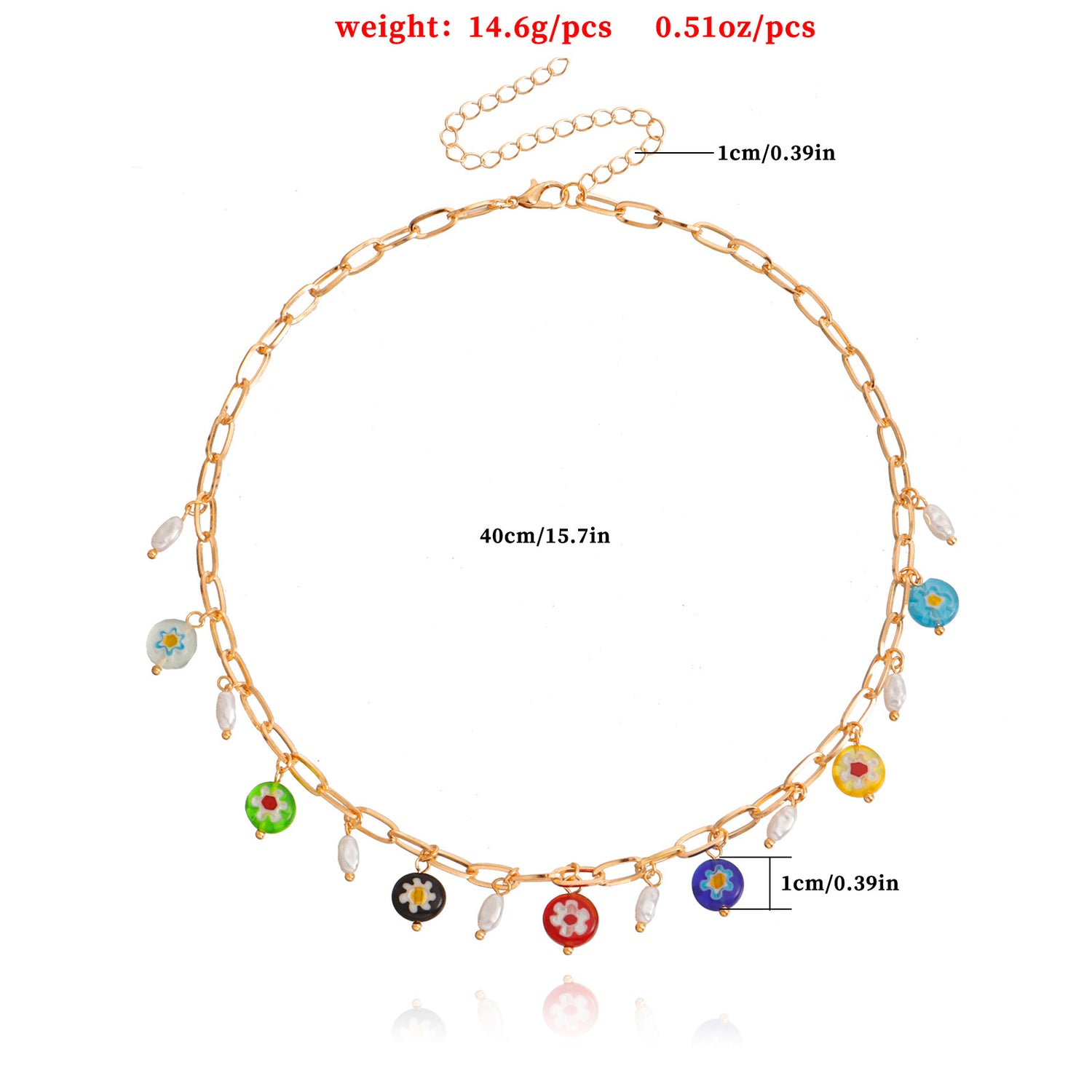 Seven-Color Chakra Necklace, Simple Circular Link Necklace, Women&