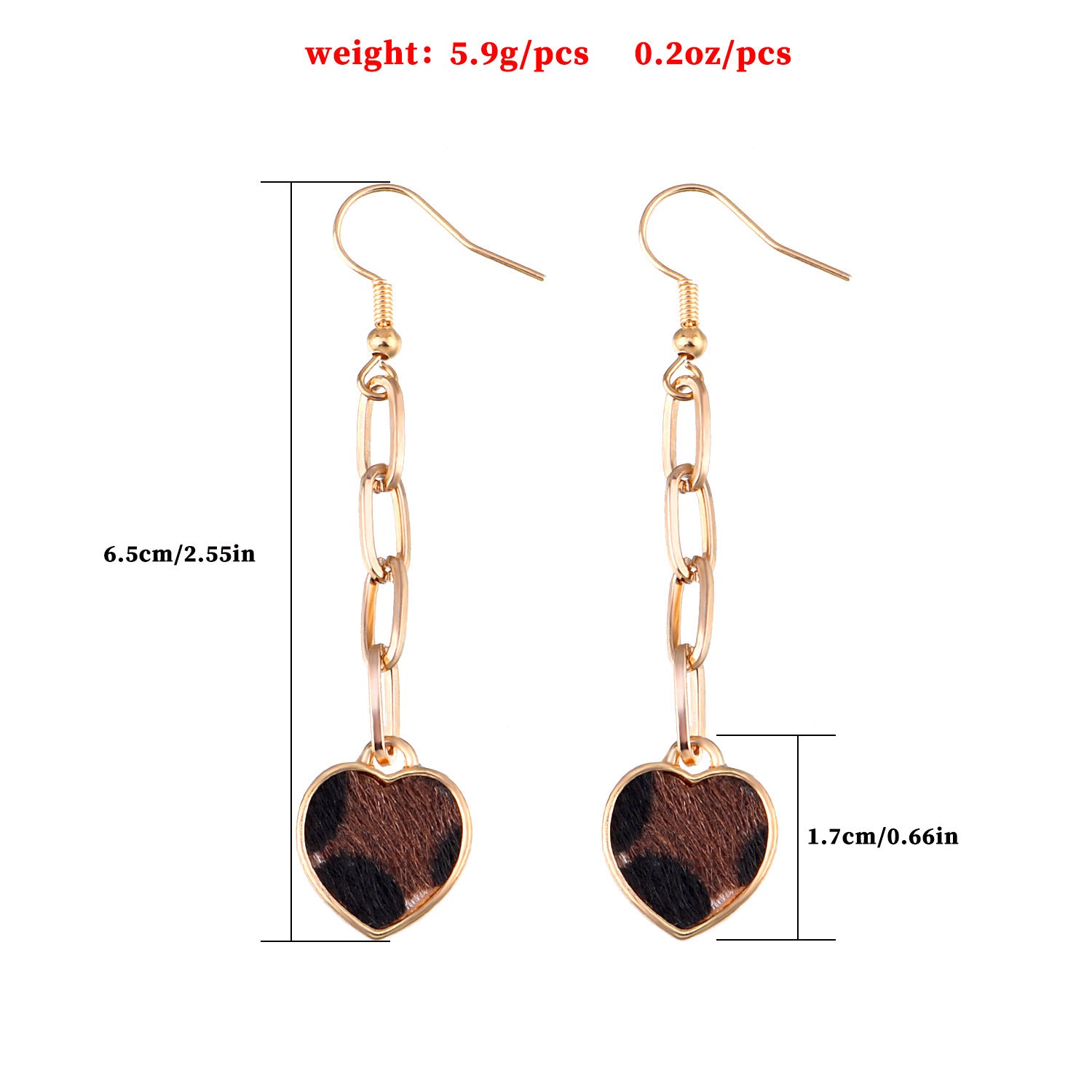 Fashionable leopard print heart earrings for women, creative and personalized earrings