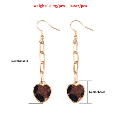 Fashionable leopard print heart earrings for women, creative and personalized earrings