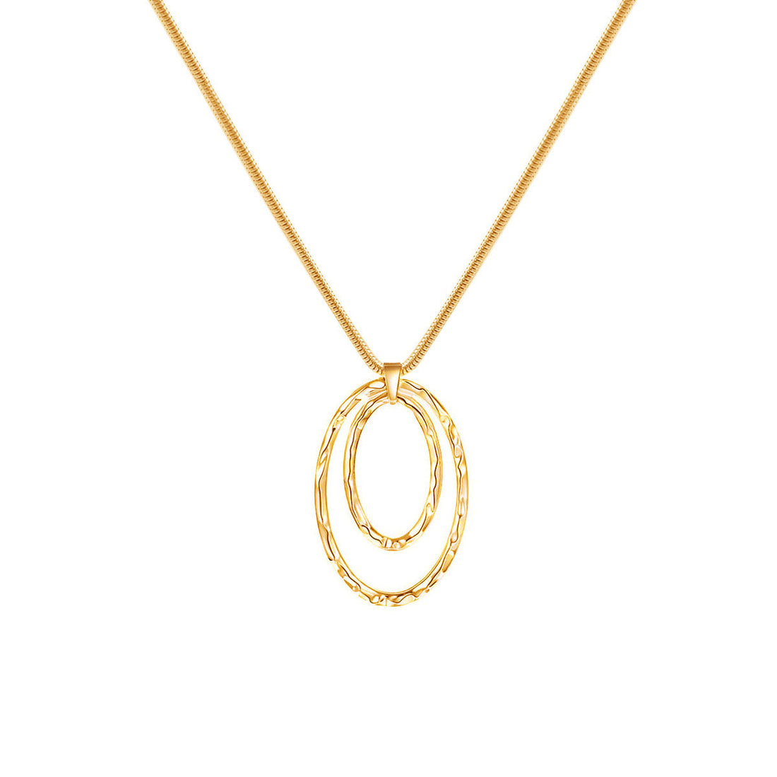 Geometric ellipse pendant, Double-loop snake bone chain