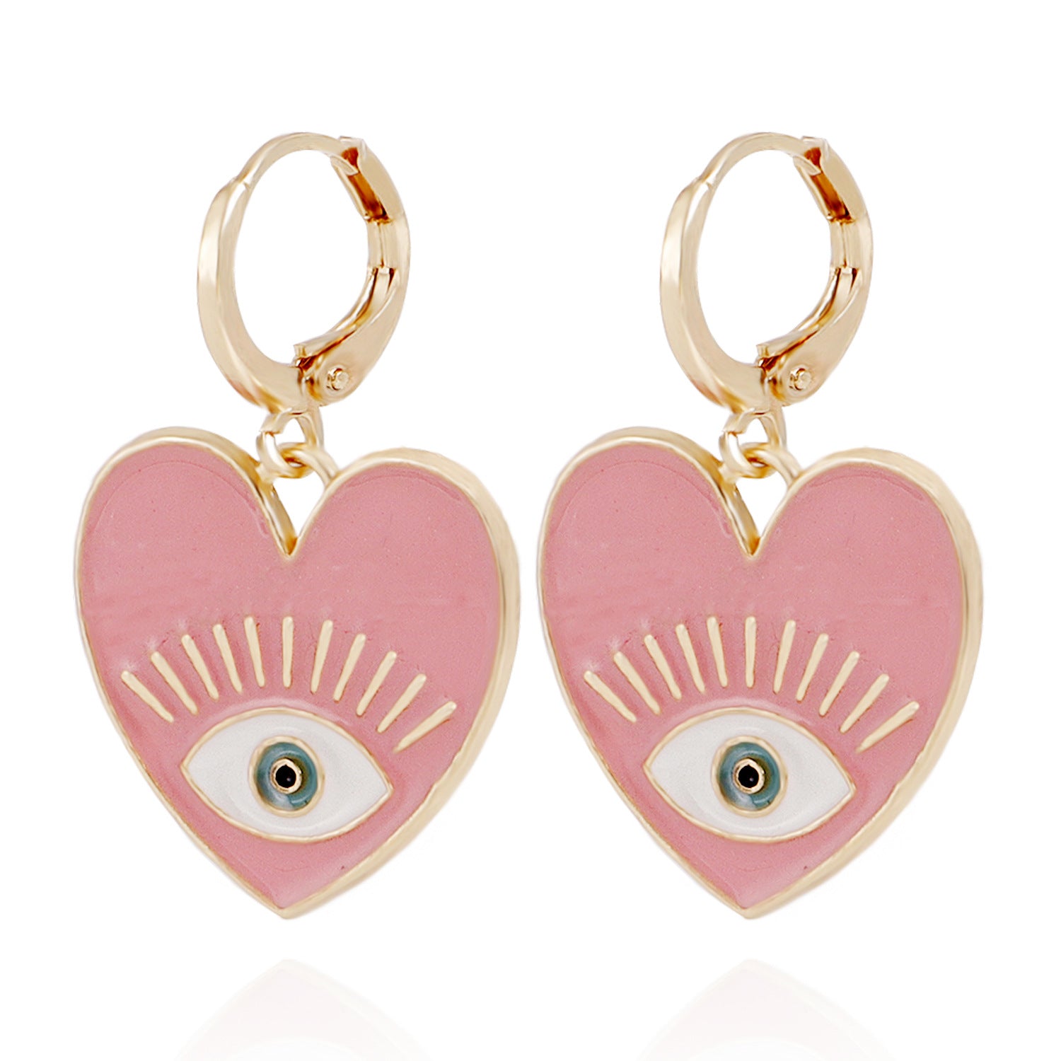 Cute heart earrings, colorful devil eye heart-shaped earrings for women