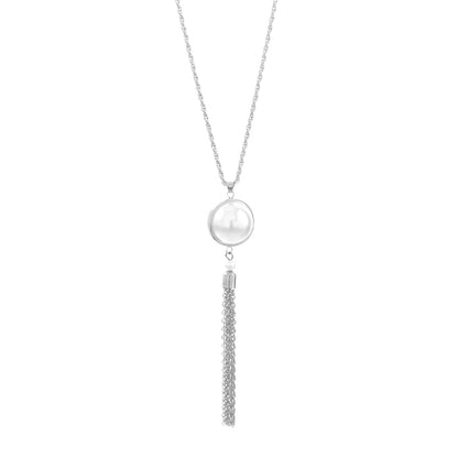 Minimalist design tassel pearl pendant for women, long necklace/sweater chain