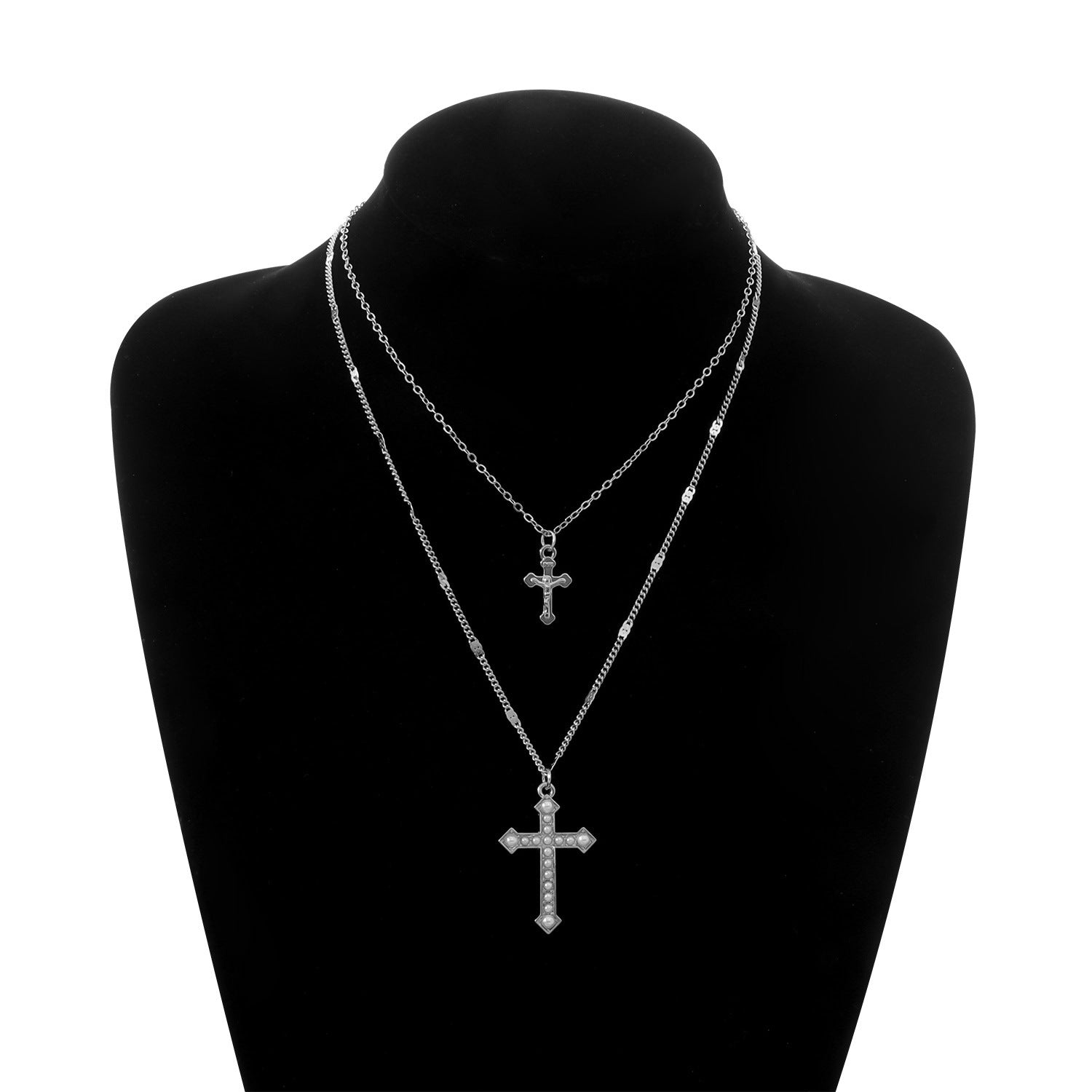 Large &amp; Small Cross Pendant Necklace Set