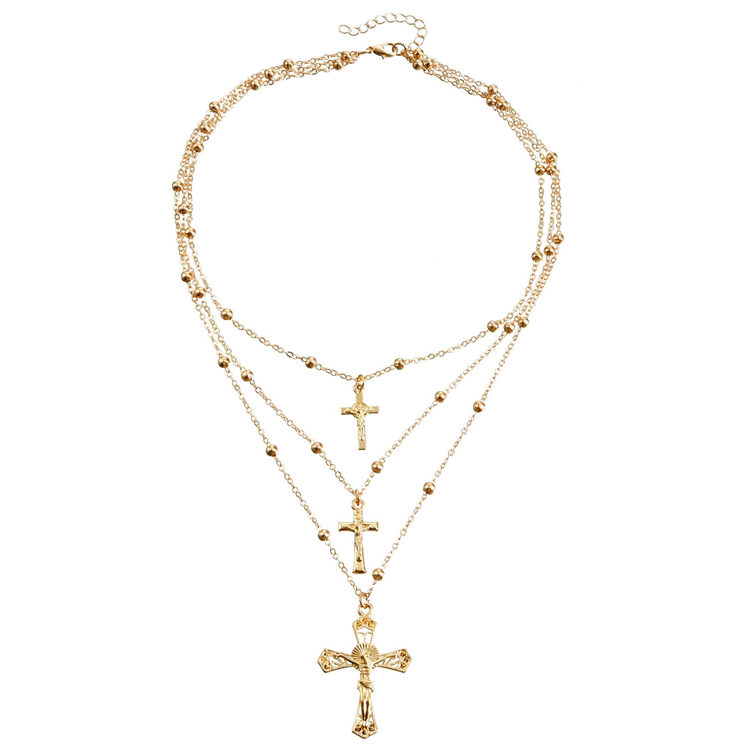 Retro cross multi-layer necklace for women Fashionable and simple versatile chain