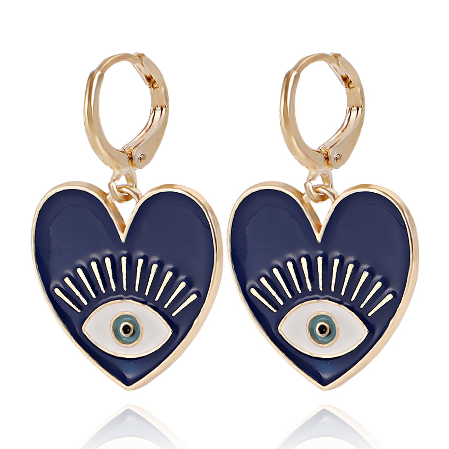 Cute heart earrings, colorful devil eye heart-shaped earrings for women