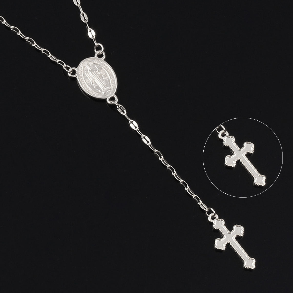 Cross and Virgin Mary Necklace, Women&