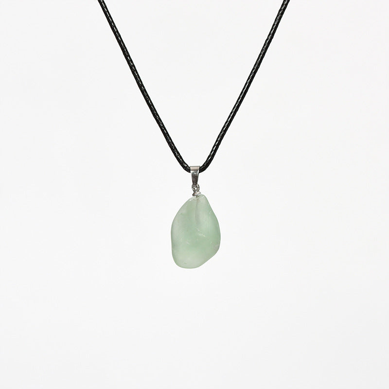 &quot;Irregular Natural Crystal Rough Stone Pendant Paired with Leather Rope Necklace&quot;