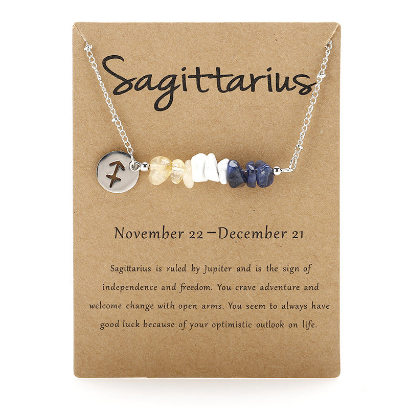 12 Constellations Gravel Combination Necklace Stainless Steel Pendant Necklace