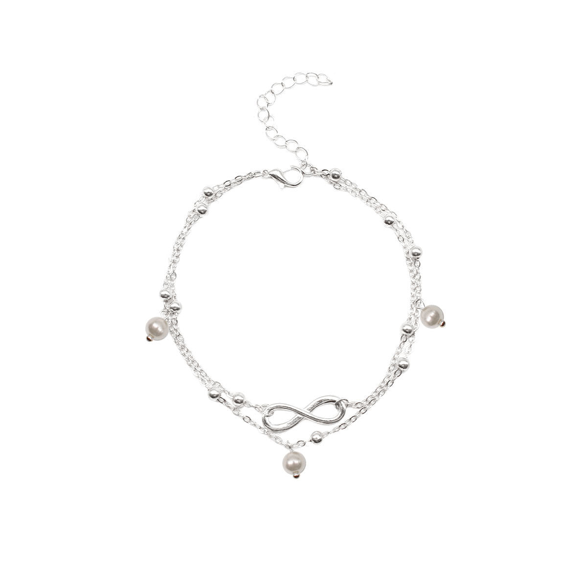 Infinity anklet with pearl chain