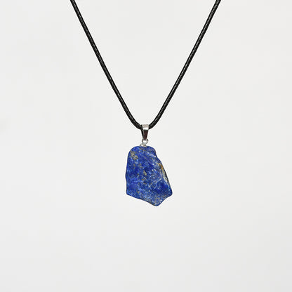 &quot;Irregular Natural Crystal Rough Stone Pendant Paired with Leather Rope Necklace&quot;