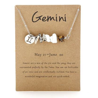 12 Constellations Gravel Combination Necklace Stainless Steel Pendant Necklace