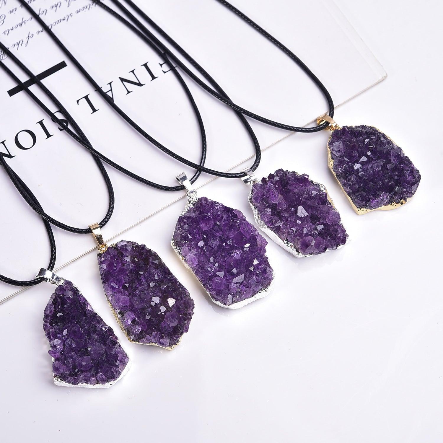 Natural Amethyst Pendants, A-Grade, Get Protection &amp; Attract Positivity, Boost Energy, Meditation Pendants - KarmaLucky