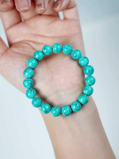 Natural Turquoise Bracelet, Blue-Green Buddha Beads, Lucky Bracelet Gift, Meditation Yoga Zen Bracelet - KarmaLucky