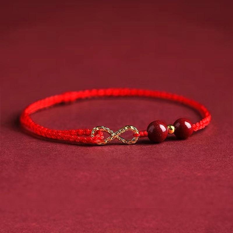 Tibetan Bracelets - 14K Gold Red String Bracelets, Cinnabar Infinite Bracelets, Boost Energy &amp; Get Protection, Attract Luck Bracelets, Gift Bracelets - KarmaLucky