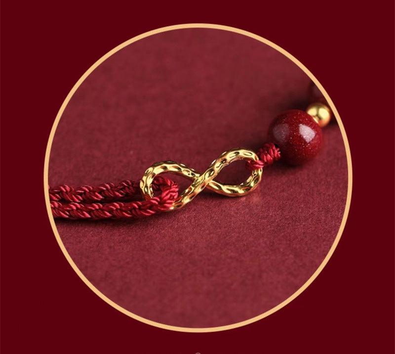 Tibetan Bracelets - 14K Gold Red String Bracelets, Cinnabar Infinite Bracelets, Boost Energy &amp; Get Protection, Attract Luck Bracelets, Gift Bracelets - KarmaLucky