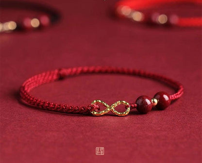 Tibetan Bracelets - 14K Gold Red String Bracelets, Cinnabar Infinite Bracelets, Boost Energy &amp; Get Protection, Attract Luck Bracelets, Gift Bracelets - KarmaLucky