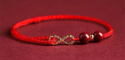 Tibetan Bracelets - 14K Gold Red String Bracelets, Cinnabar Infinite Bracelets, Boost Energy &amp; Get Protection, Attract Luck Bracelets, Gift Bracelets - KarmaLucky