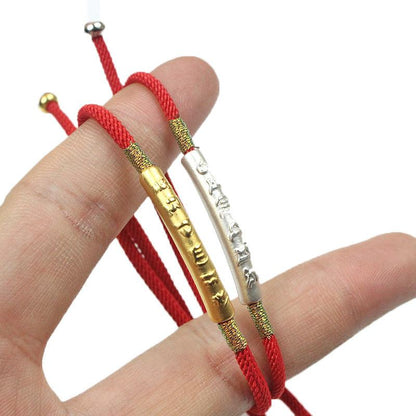 Tibetan Bracelets - Six-Syllable Mantra Red String Bracelets, Prosperity and Peace &amp; Attract Positivity, Healing Spirit Bracelets, Gold / Sliver - KarmaLucky