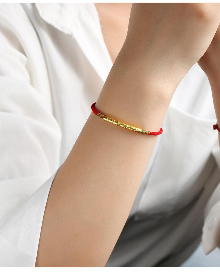 Tibetan Bracelets - Six-Syllable Mantra Red String Bracelets, Prosperity and Peace &amp; Attract Positivity, Healing Spirit Bracelets, Gold / Sliver - KarmaLucky