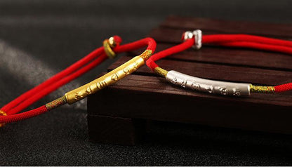 Tibetan Bracelets - Six-Syllable Mantra Red String Bracelets, Prosperity and Peace &amp; Attract Positivity, Healing Spirit Bracelets, Gold / Sliver - KarmaLucky